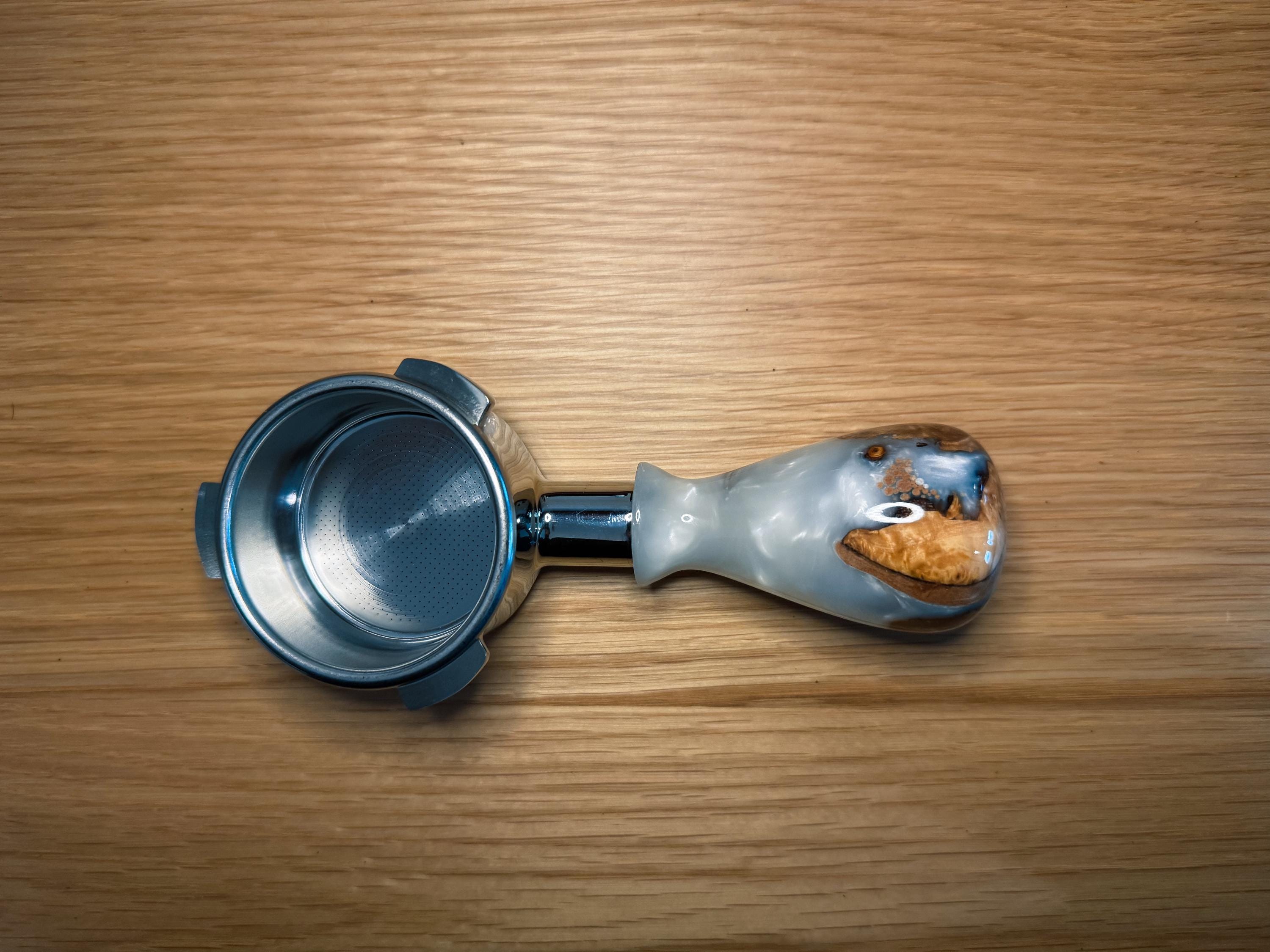54mm Bottomless Portafilter for Breville and Sage | Resin & Recycled Wood Handle | Standard or Small — thumbnail 6