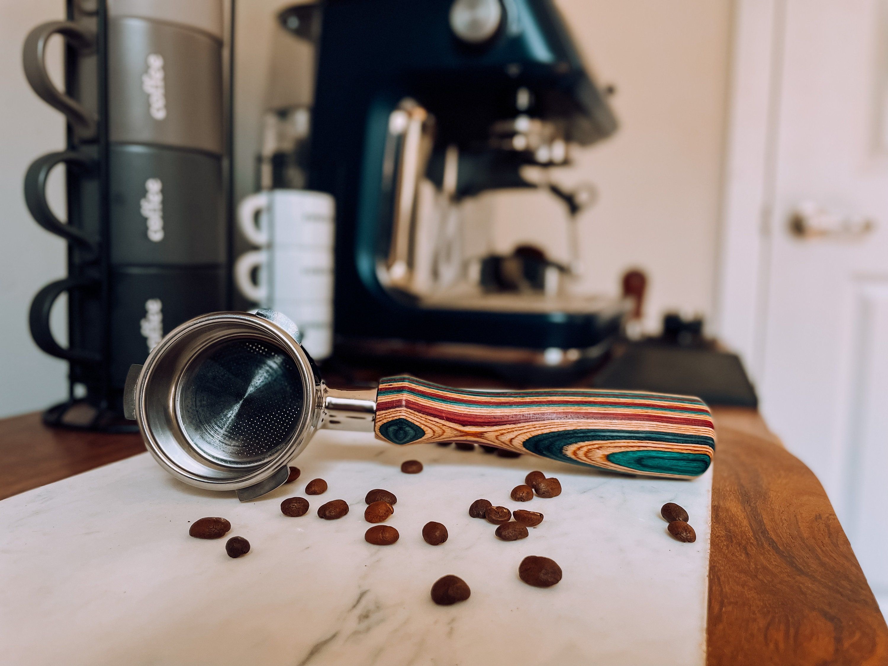  Skateboard Wood Breville/Sage Delonghi 54mm eco-friendly Bottomless Portafilter  — thumbnail 3