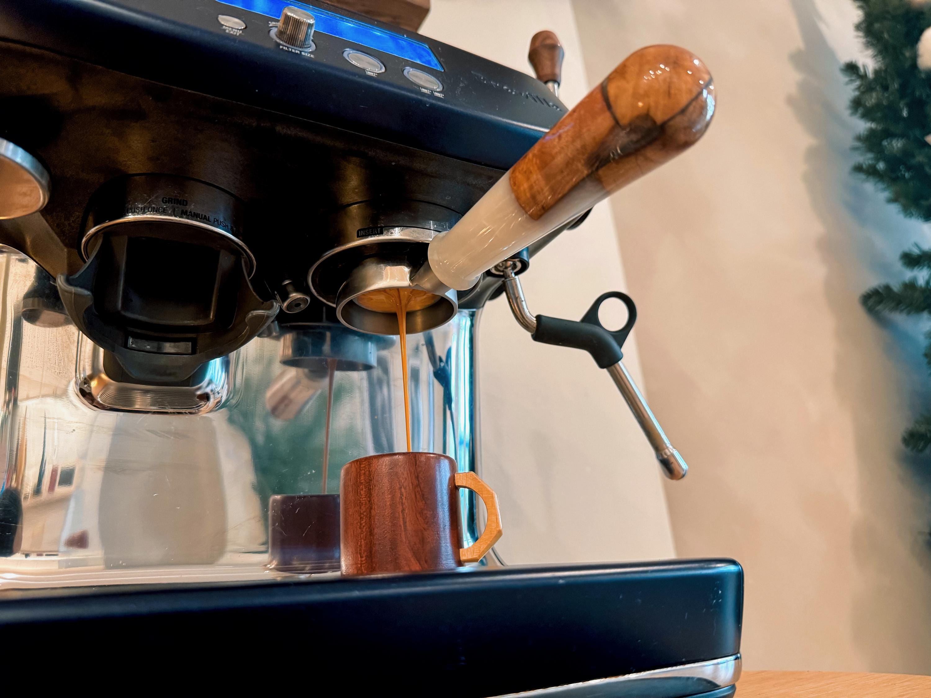 54mm Bottomless Portafilter for Breville and Sage | Resin & Recycled Wood Handle | Standard or Small — thumbnail 7